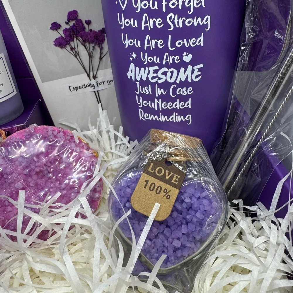 Purple Gift Set with Tumbler and Candle